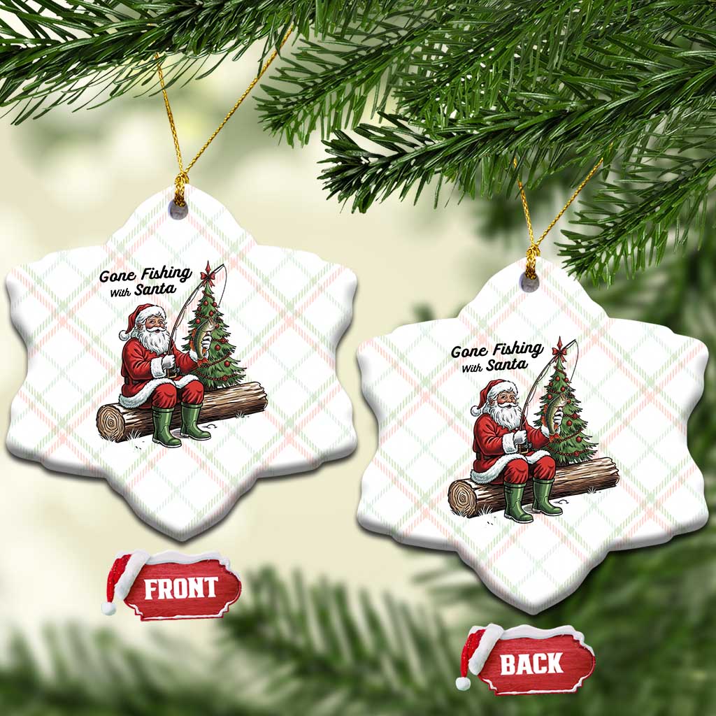 Santa Fishing Chritsmas Ceramic Ornament Funny Fisherman Xmas - Wonder Print Shop
