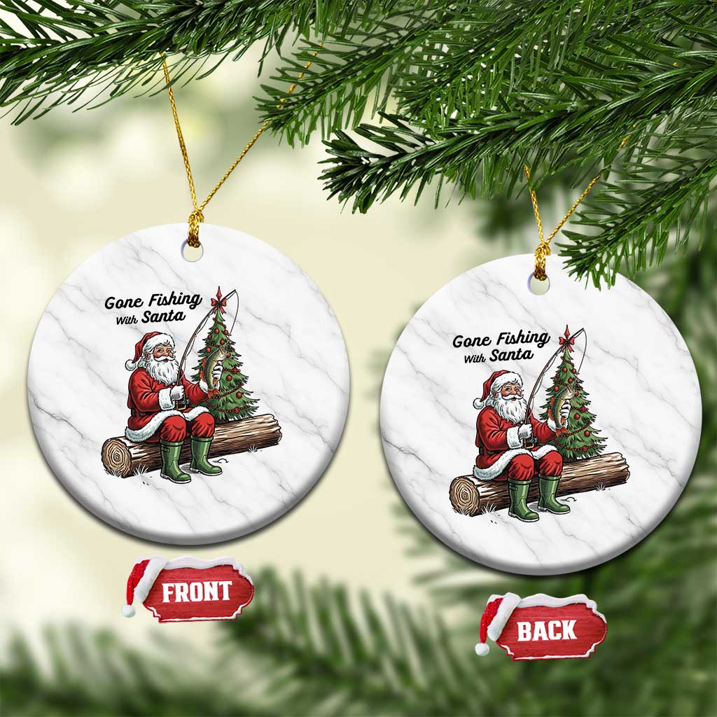 Santa Fishing Chritsmas Ceramic Ornament Funny Fisherman Xmas - Wonder Print Shop