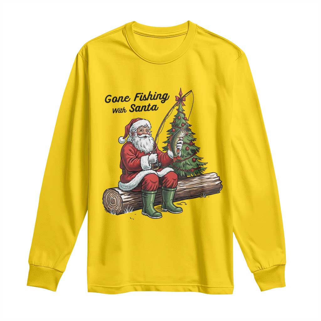 Santa Fishing Chritsmas Long Sleeve Shirt Funny Fisherman Xmas - Wonder Print Shop