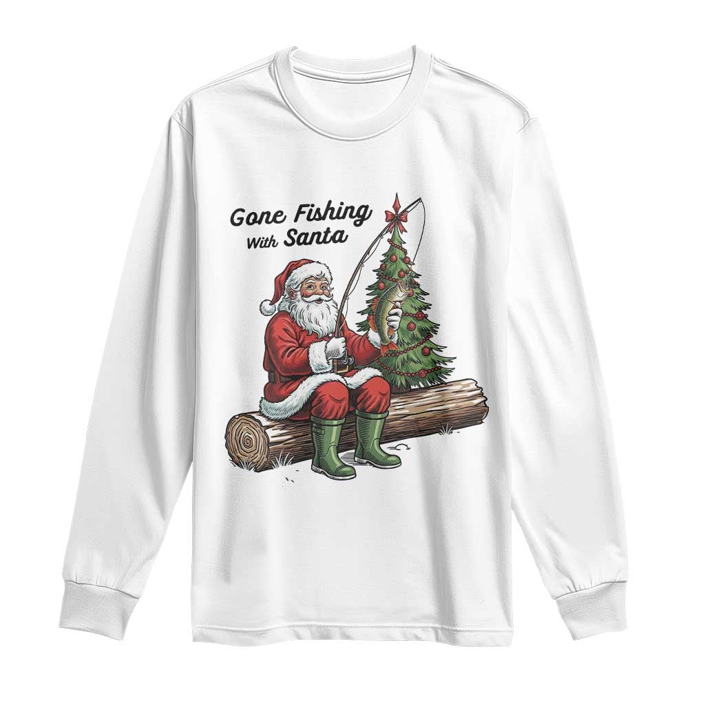 Santa Fishing Chritsmas Long Sleeve Shirt Funny Fisherman Xmas - Wonder Print Shop