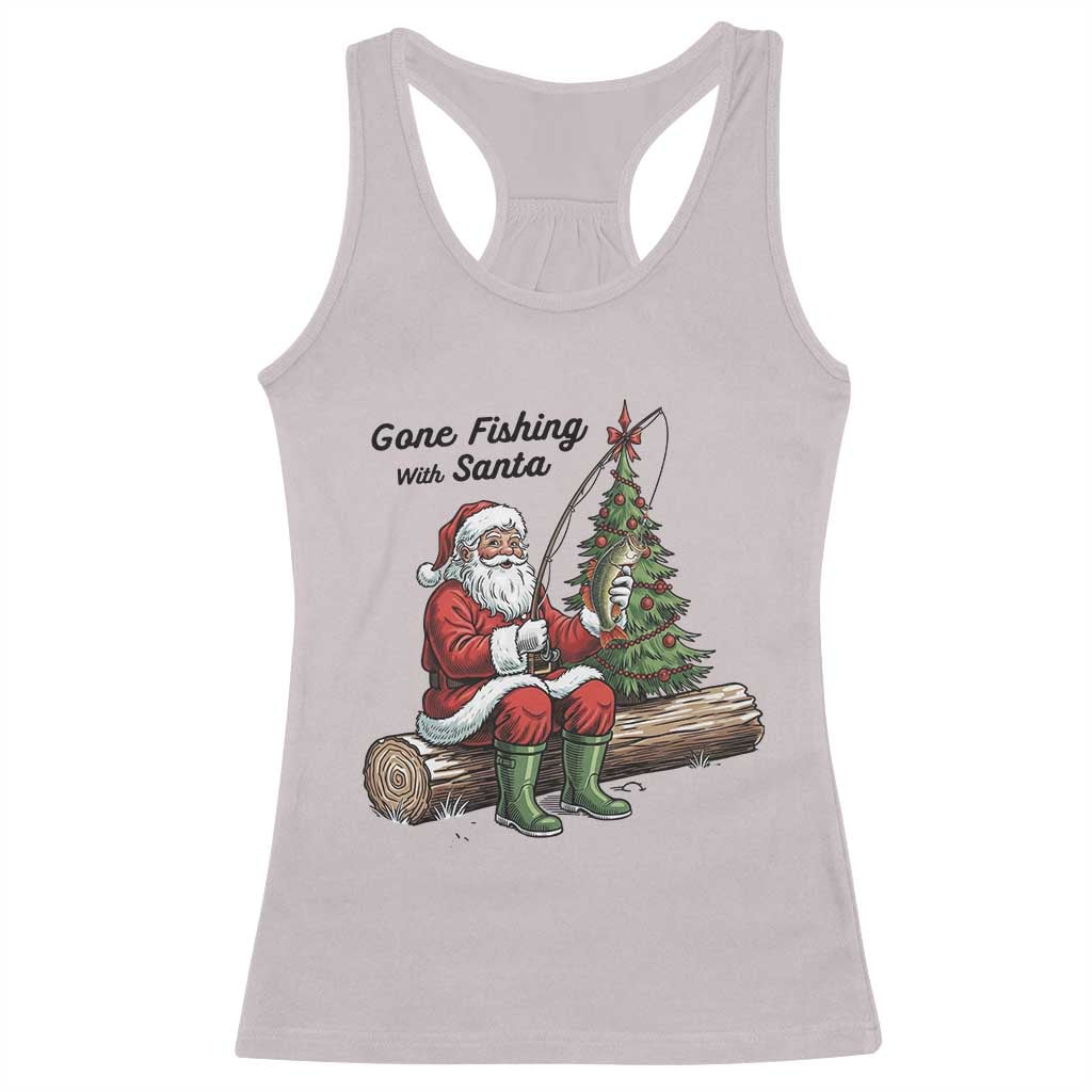 Santa Fishing Chritsmas Racerback Tank Top Funny Fisherman Xmas - Wonder Print Shop