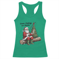 Santa Fishing Chritsmas Racerback Tank Top Funny Fisherman Xmas - Wonder Print Shop