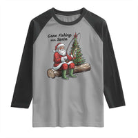 Santa Fishing Chritsmas Raglan Shirt Funny Fisherman Xmas - Wonder Print Shop