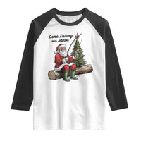 Santa Fishing Chritsmas Raglan Shirt Funny Fisherman Xmas - Wonder Print Shop