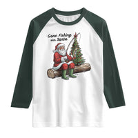 Santa Fishing Chritsmas Raglan Shirt Funny Fisherman Xmas - Wonder Print Shop