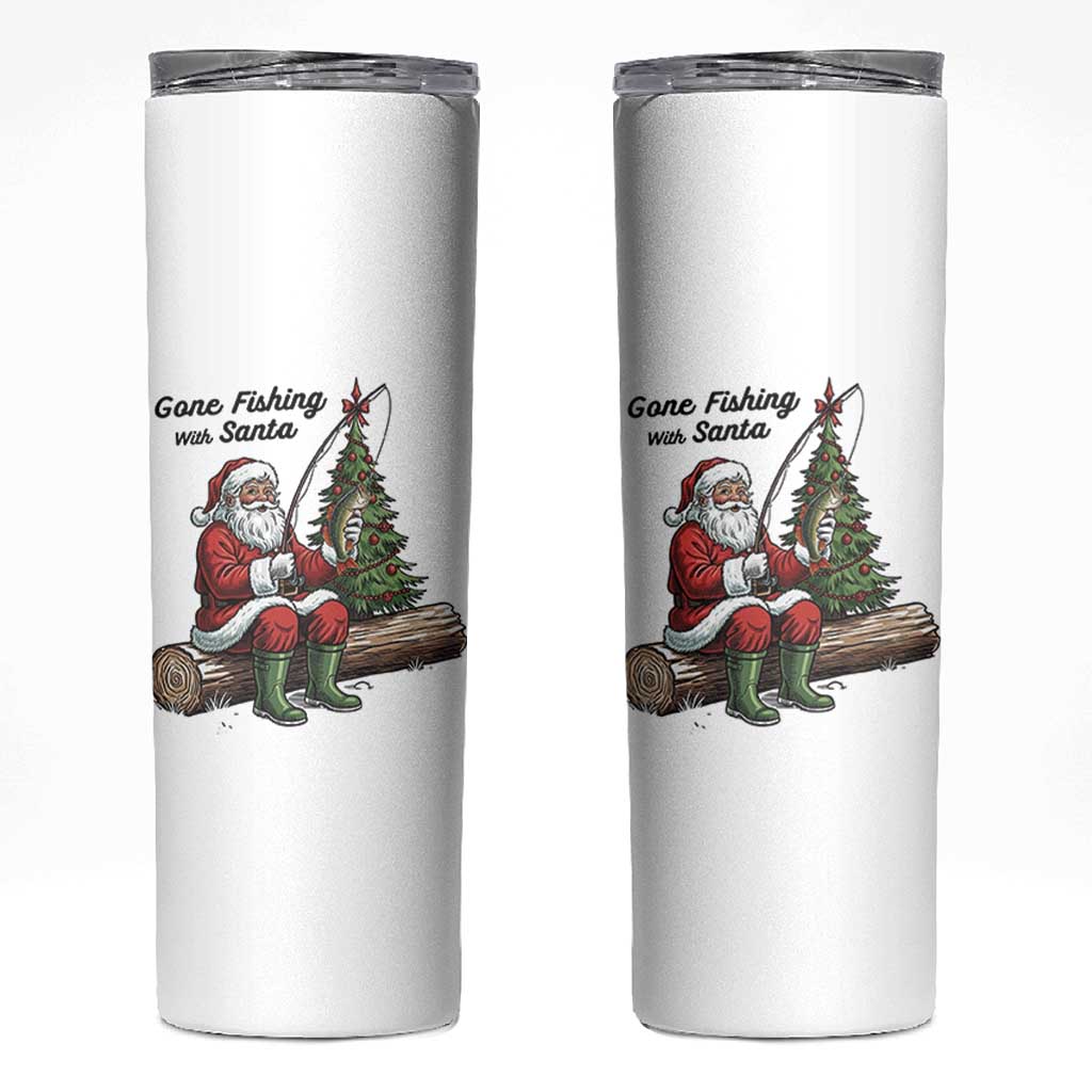 Santa Fishing Chritsmas Skinny Tumbler Funny Fisherman Xmas - Wonder Print Shop