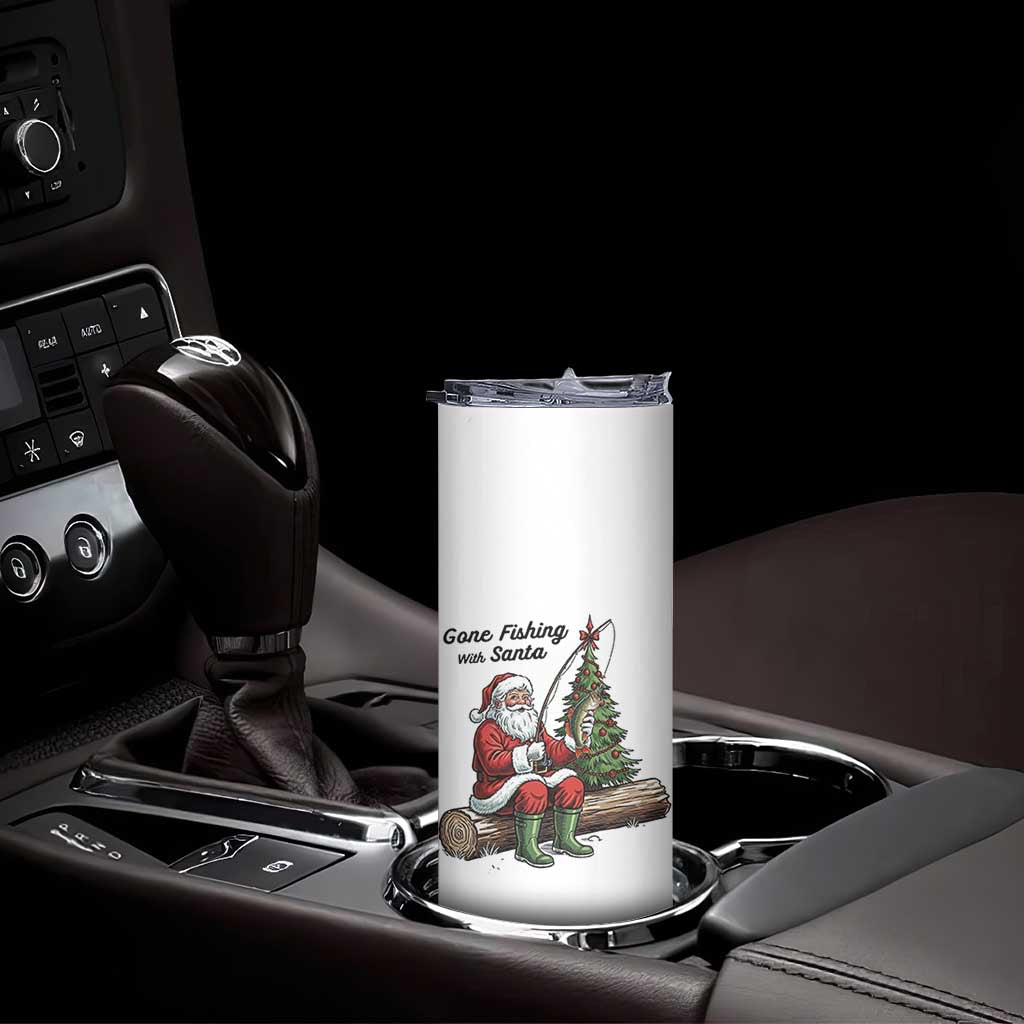 Santa Fishing Chritsmas Skinny Tumbler Funny Fisherman Xmas - Wonder Print Shop