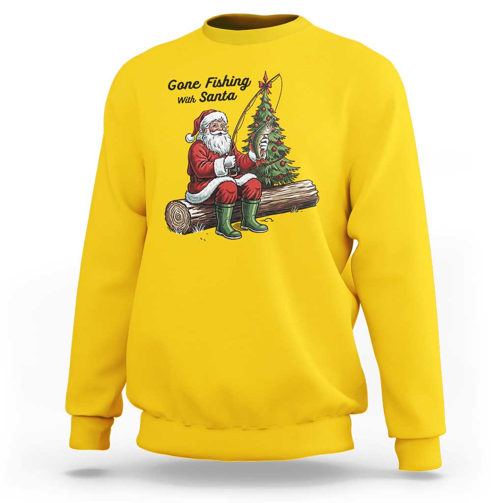 Santa Fishing Chritsmas Sweatshirt Funny Fisherman Xmas - Wonder Print Shop