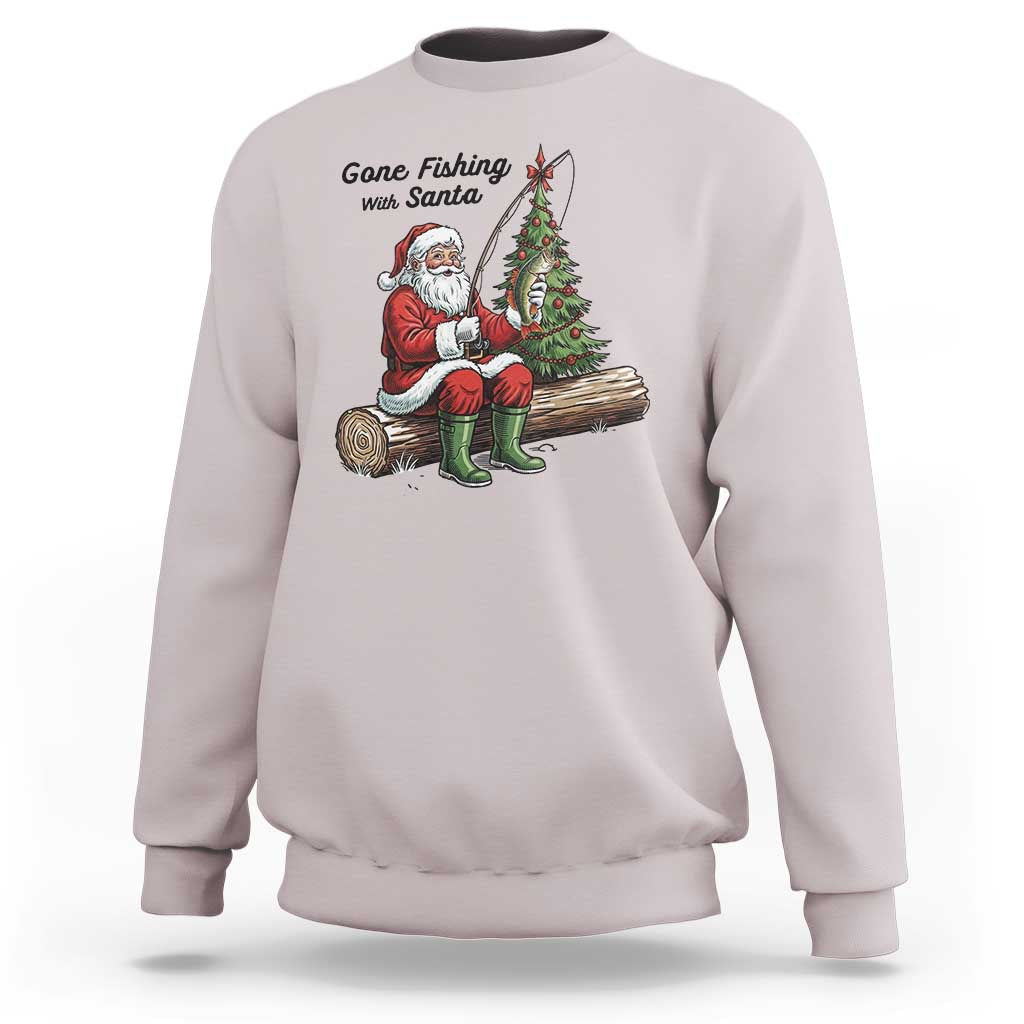 Santa Fishing Chritsmas Sweatshirt Funny Fisherman Xmas - Wonder Print Shop