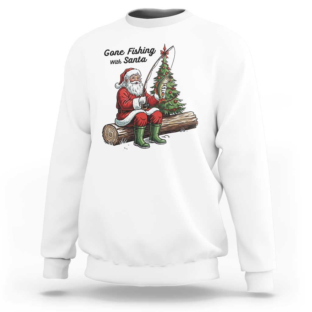 Santa Fishing Chritsmas Sweatshirt Funny Fisherman Xmas - Wonder Print Shop