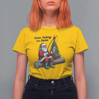 Santa Fishing Chritsmas T Shirt For Women Funny Fisherman Xmas - Wonder Print Shop