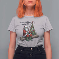 Santa Fishing Chritsmas T Shirt For Women Funny Fisherman Xmas - Wonder Print Shop