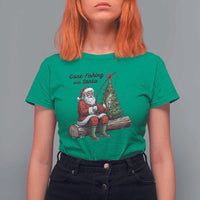 Santa Fishing Chritsmas T Shirt For Women Funny Fisherman Xmas - Wonder Print Shop