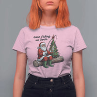 Santa Fishing Chritsmas T Shirt For Women Funny Fisherman Xmas - Wonder Print Shop