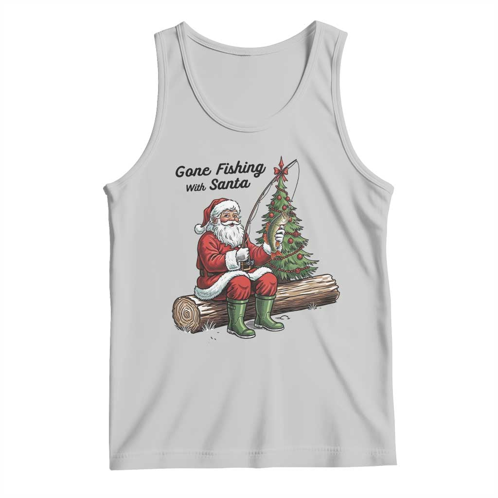 Santa Fishing Chritsmas Tank Top Funny Fisherman Xmas - Wonder Print Shop