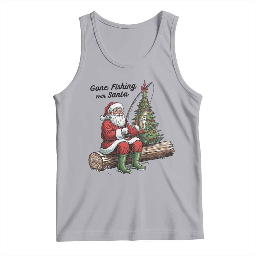 Santa Fishing Chritsmas Tank Top Funny Fisherman Xmas - Wonder Print Shop