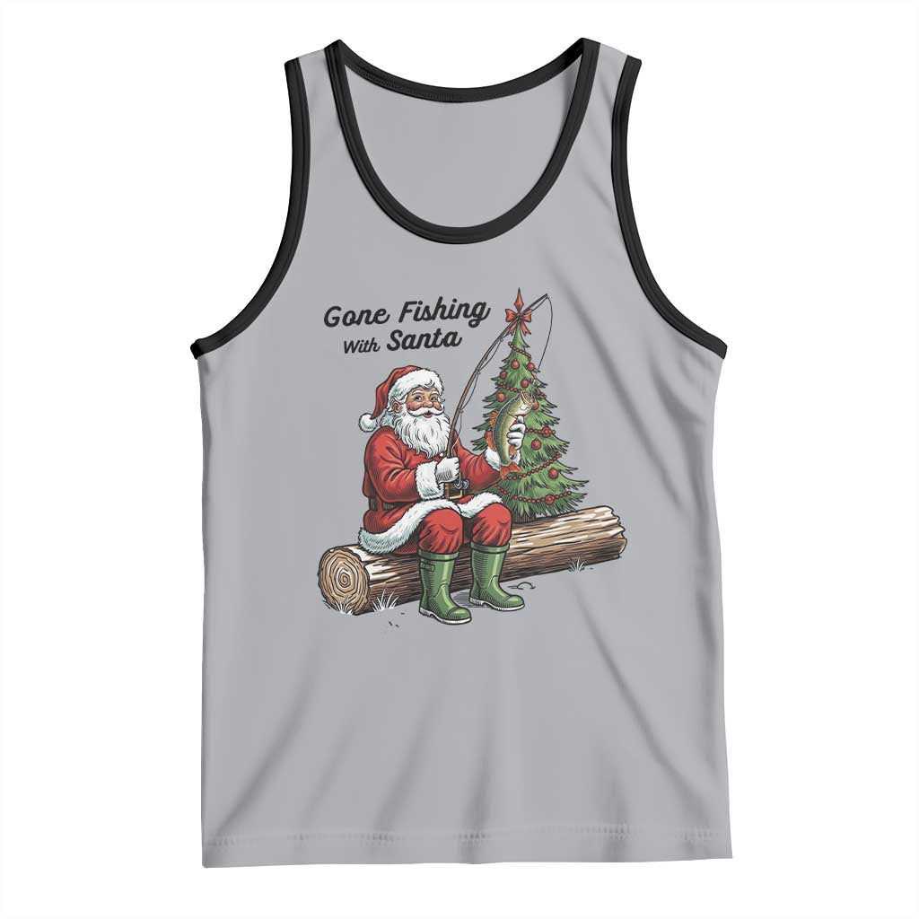 Santa Fishing Chritsmas Tank Top Funny Fisherman Xmas - Wonder Print Shop