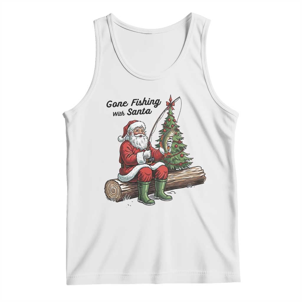 Santa Fishing Chritsmas Tank Top Funny Fisherman Xmas - Wonder Print Shop