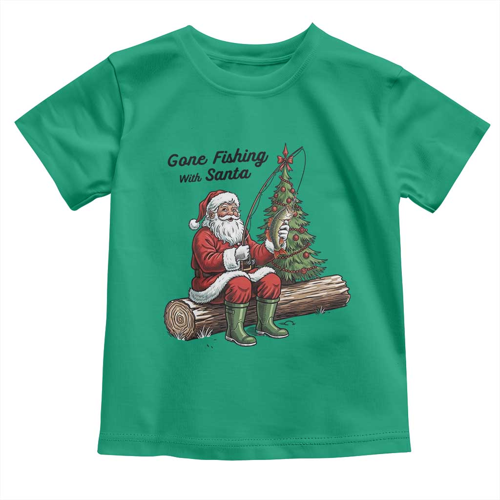 Santa Fishing Chritsmas Toddler T Shirt Funny Fisherman Xmas - Wonder Print Shop