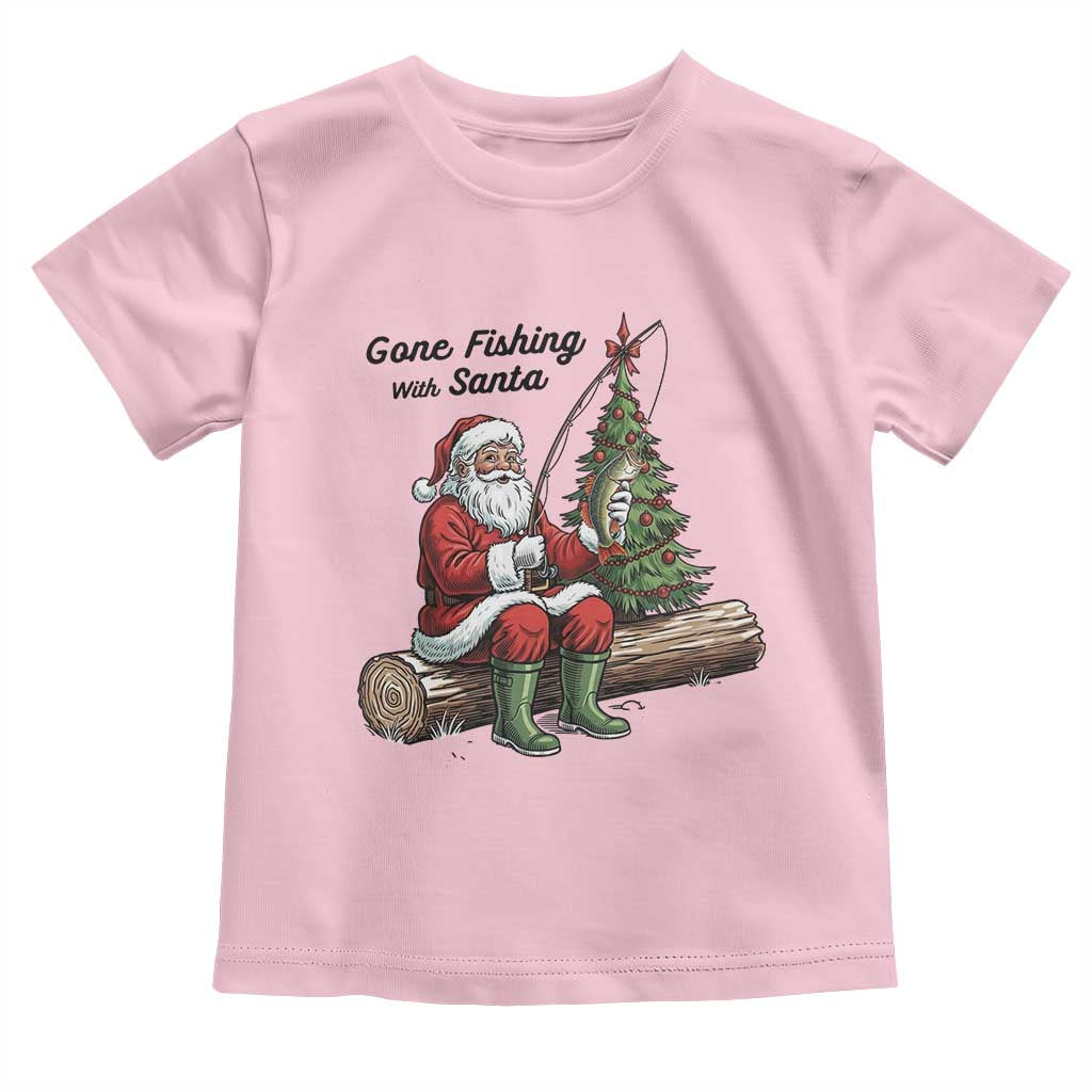 Santa Fishing Chritsmas Toddler T Shirt Funny Fisherman Xmas - Wonder Print Shop