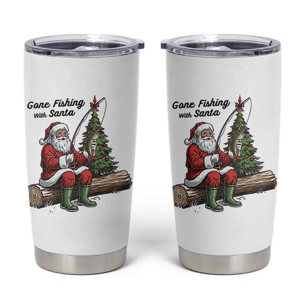 Santa Fishing Chritsmas Tumbler Cup Funny Fisherman Xmas - Wonder Print Shop