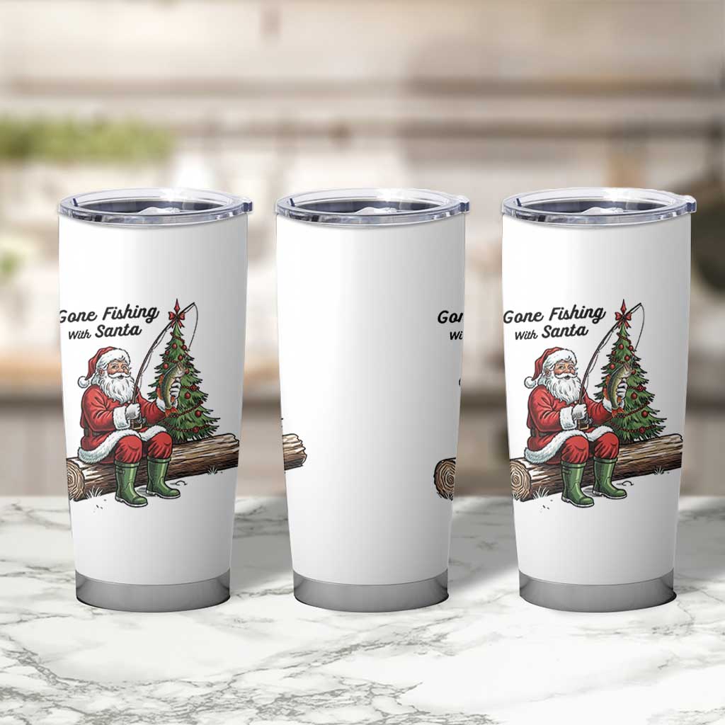Santa Fishing Chritsmas Tumbler Cup Funny Fisherman Xmas - Wonder Print Shop