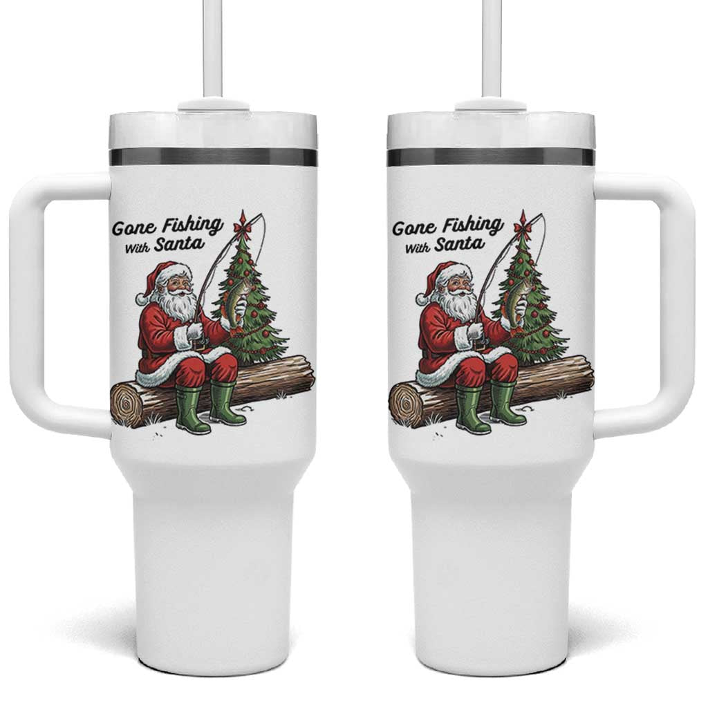Santa Fishing Chritsmas Tumbler With Handle Funny Fisherman Xmas - Wonder Print Shop