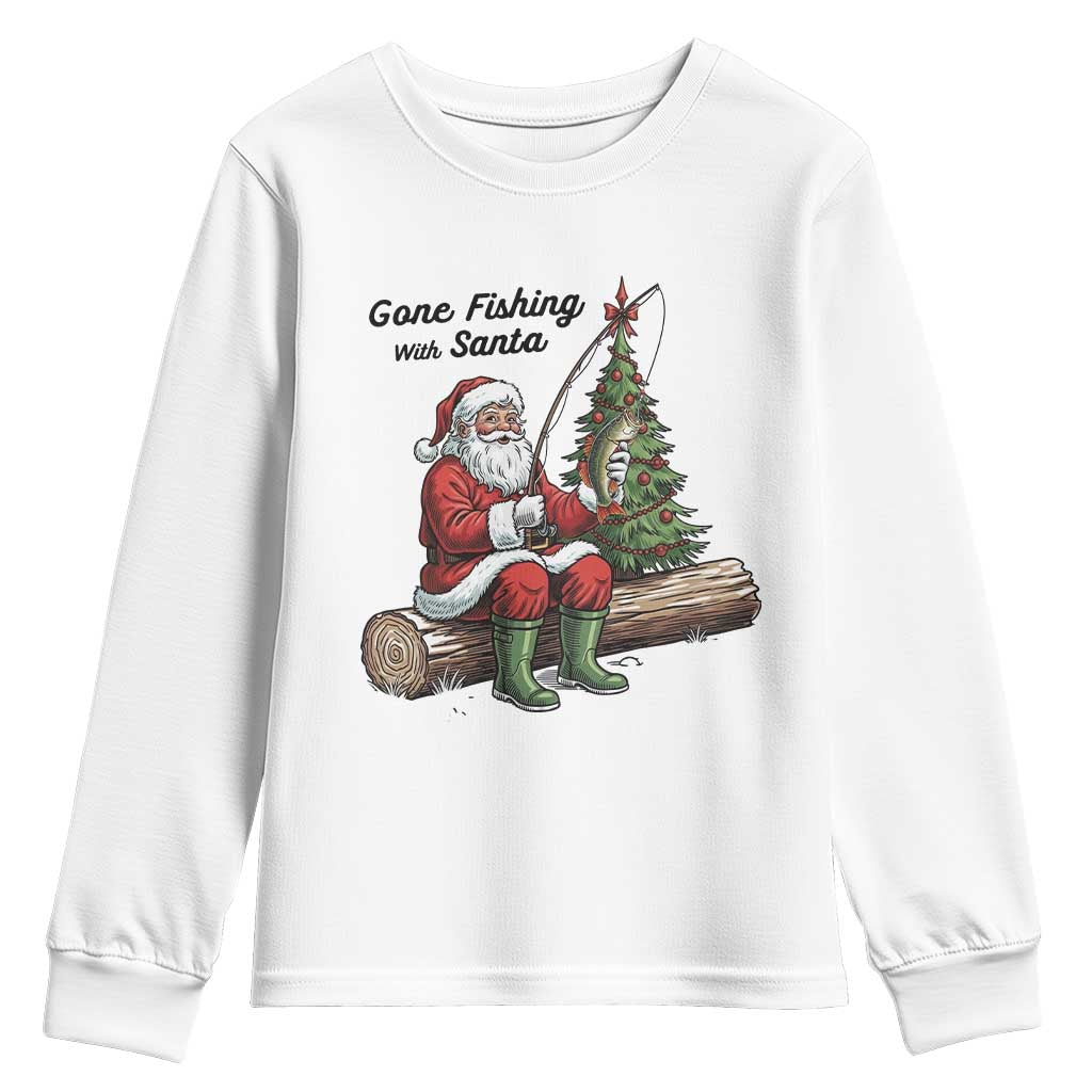 Santa Fishing Chritsmas Youth Sweatshirt Funny Fisherman Xmas - Wonder Print Shop