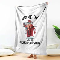 Funny Christmas Wine Throw Blanket Drink Up Bitches It Is Christmas - Wonder Print Shop
