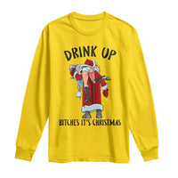 Funny Christmas Wine Long Sleeve Shirt Drink Up Bitches It Is Christmas - Wonder Print Shop