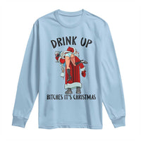 Funny Christmas Wine Long Sleeve Shirt Drink Up Bitches It Is Christmas - Wonder Print Shop