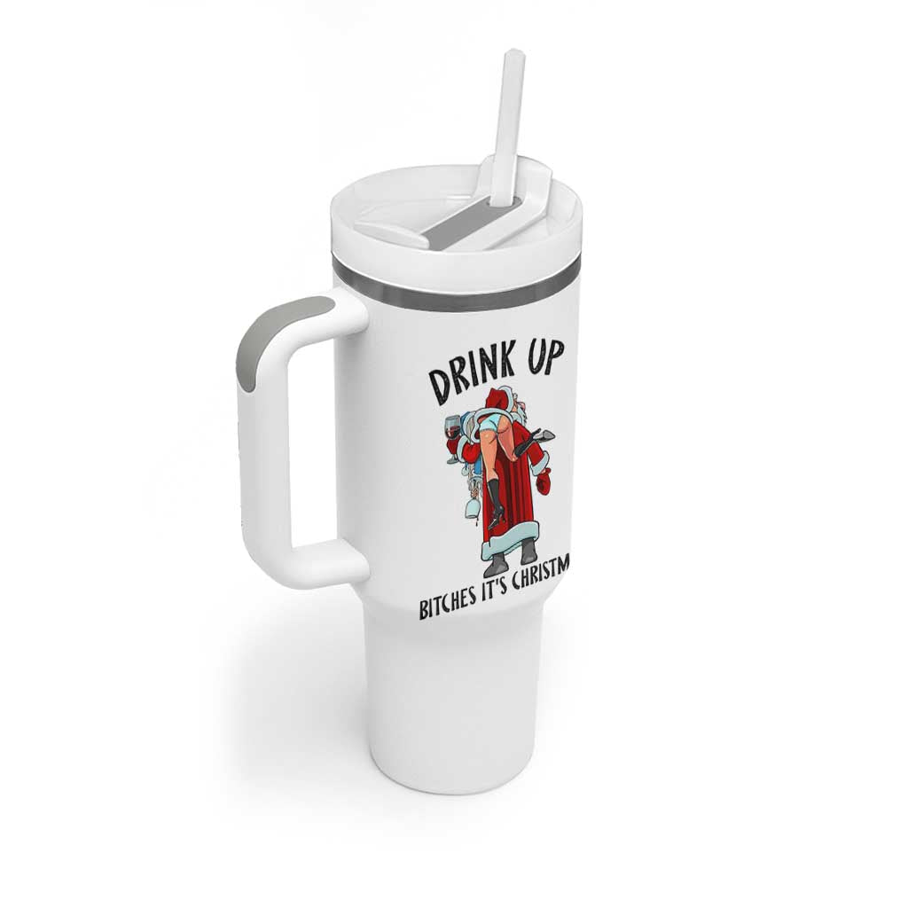 Funny Christmas Wine Tumbler With Handle Drink Up Bitches It Is Christmas - Wonder Print Shop