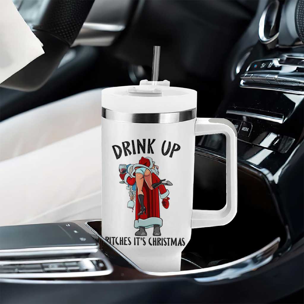 Funny Christmas Wine Tumbler With Handle Drink Up Bitches It Is Christmas - Wonder Print Shop
