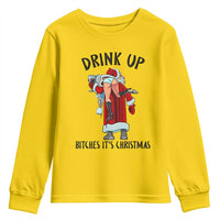 Funny Christmas Wine Youth Sweatshirt Drink Up Bitches It Is Christmas - Wonder Print Shop