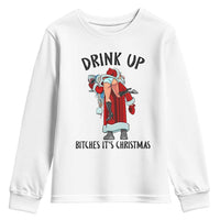 Funny Christmas Wine Youth Sweatshirt Drink Up Bitches It Is Christmas - Wonder Print Shop