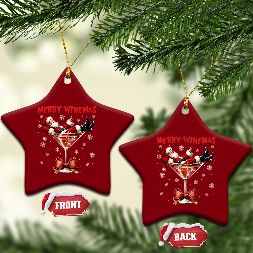 Funny Christmas Wine Ceramic Ornament Santa Feeling Xmas - Wonder Print Shop