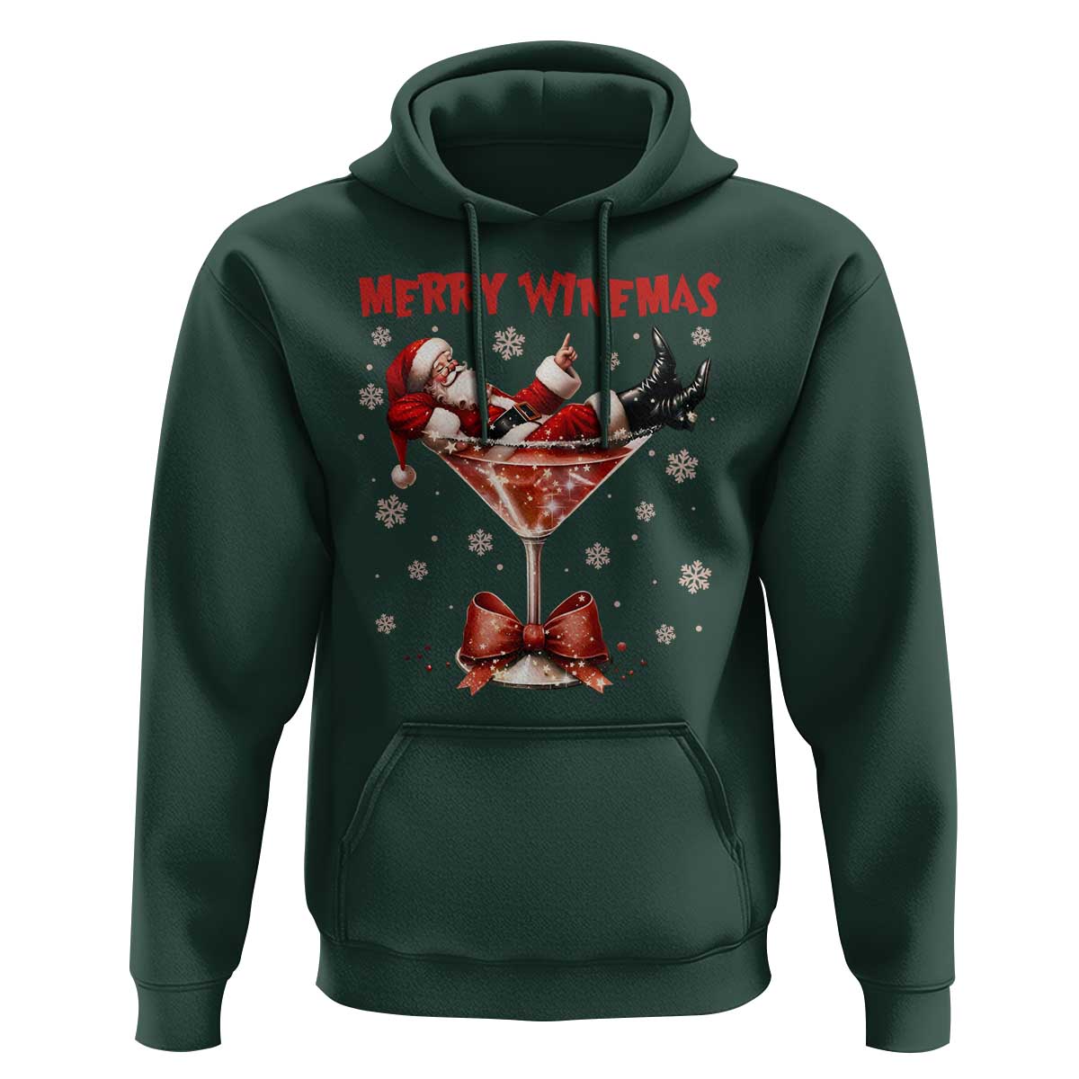Funny Christmas Wine Hoodie Santa Feeling Xmas - Wonder Print Shop