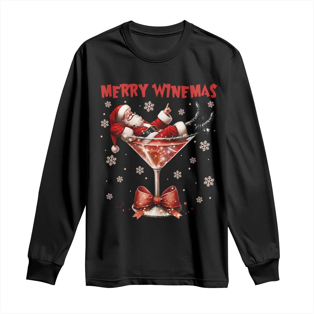 Funny Christmas Wine Long Sleeve Shirt Santa Feeling Xmas - Wonder Print Shop