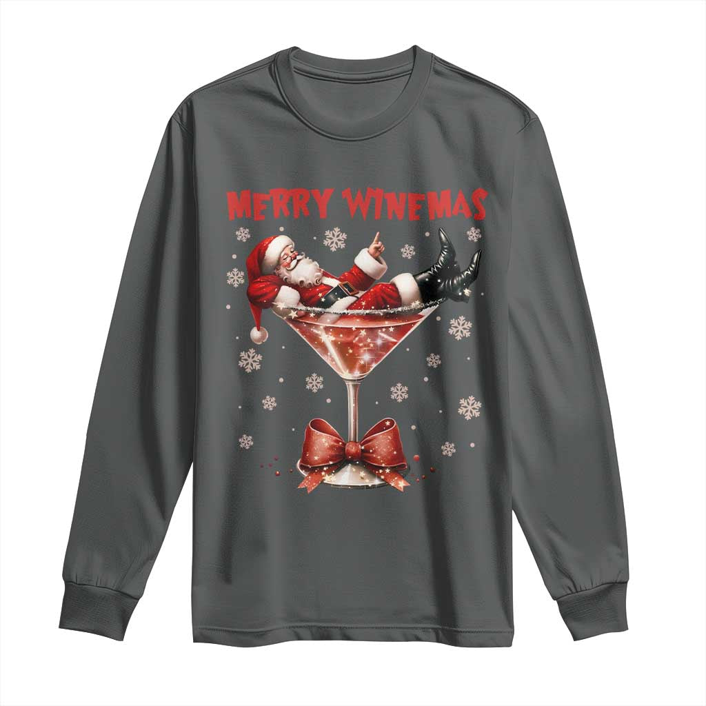 Funny Christmas Wine Long Sleeve Shirt Santa Feeling Xmas - Wonder Print Shop
