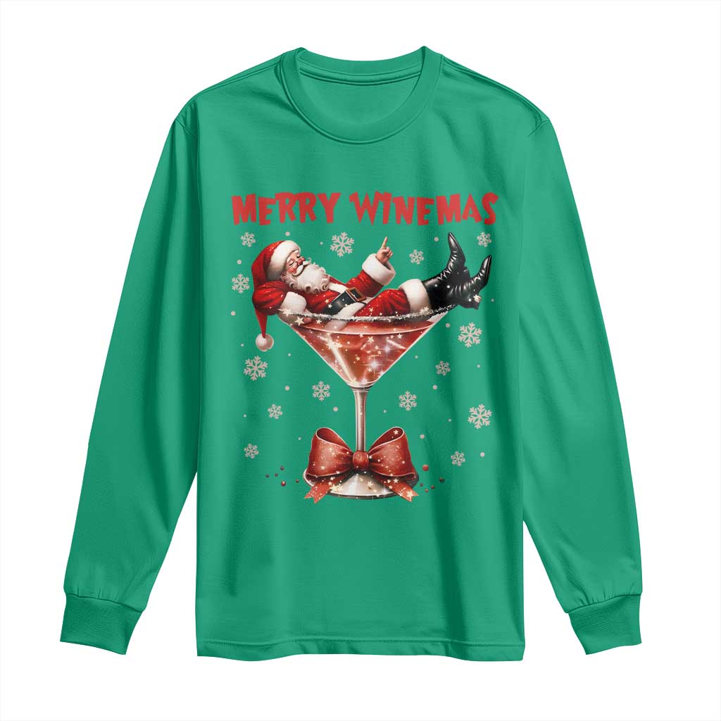 Funny Christmas Wine Long Sleeve Shirt Santa Feeling Xmas - Wonder Print Shop