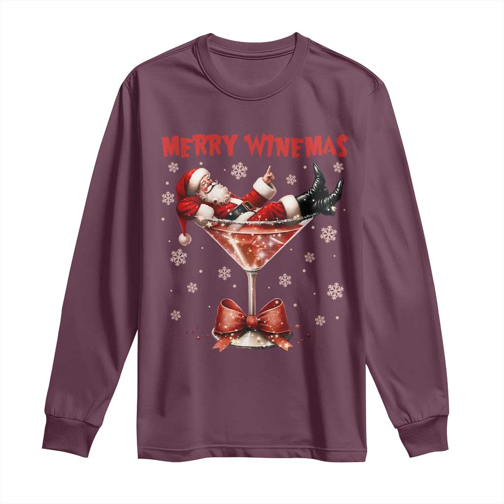 Funny Christmas Wine Long Sleeve Shirt Santa Feeling Xmas - Wonder Print Shop