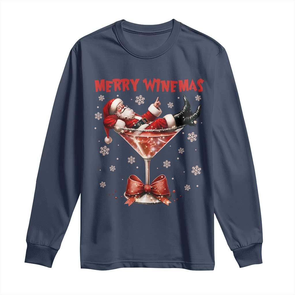 Funny Christmas Wine Long Sleeve Shirt Santa Feeling Xmas - Wonder Print Shop