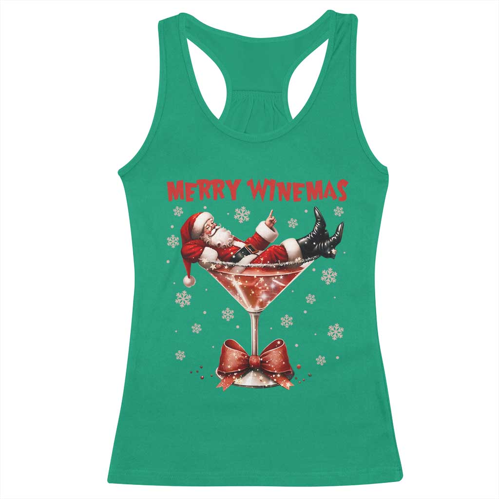 Funny Christmas Wine Racerback Tank Top Santa Feeling Xmas - Wonder Print Shop