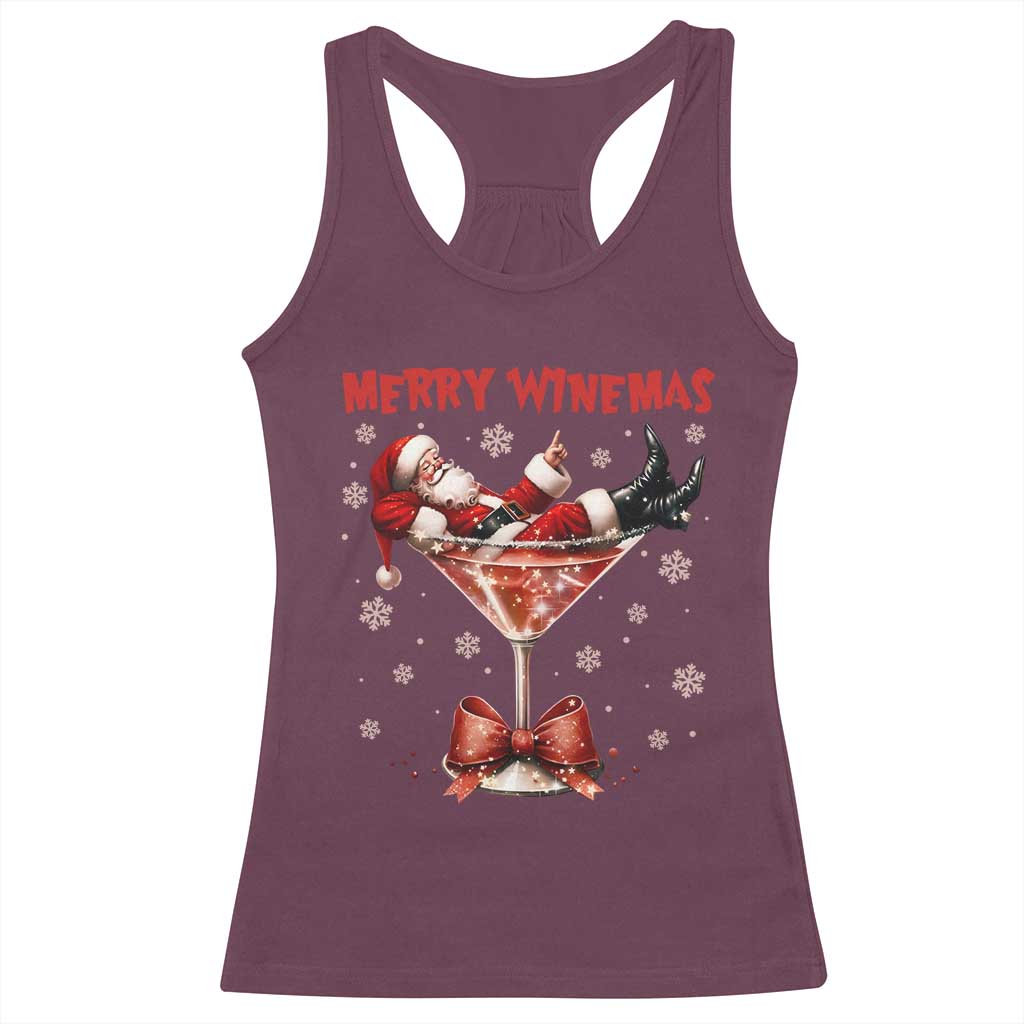 Funny Christmas Wine Racerback Tank Top Santa Feeling Xmas - Wonder Print Shop