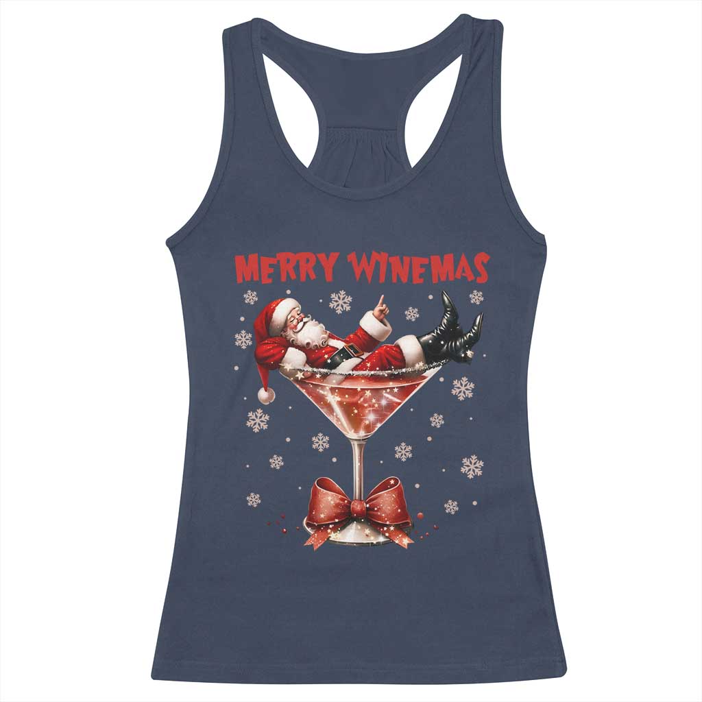 Funny Christmas Wine Racerback Tank Top Santa Feeling Xmas - Wonder Print Shop