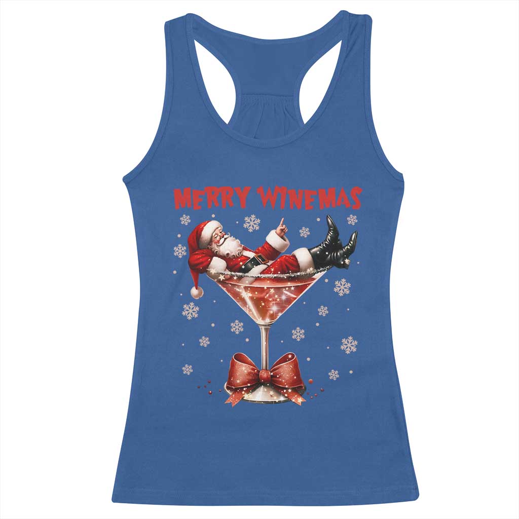 Funny Christmas Wine Racerback Tank Top Santa Feeling Xmas - Wonder Print Shop