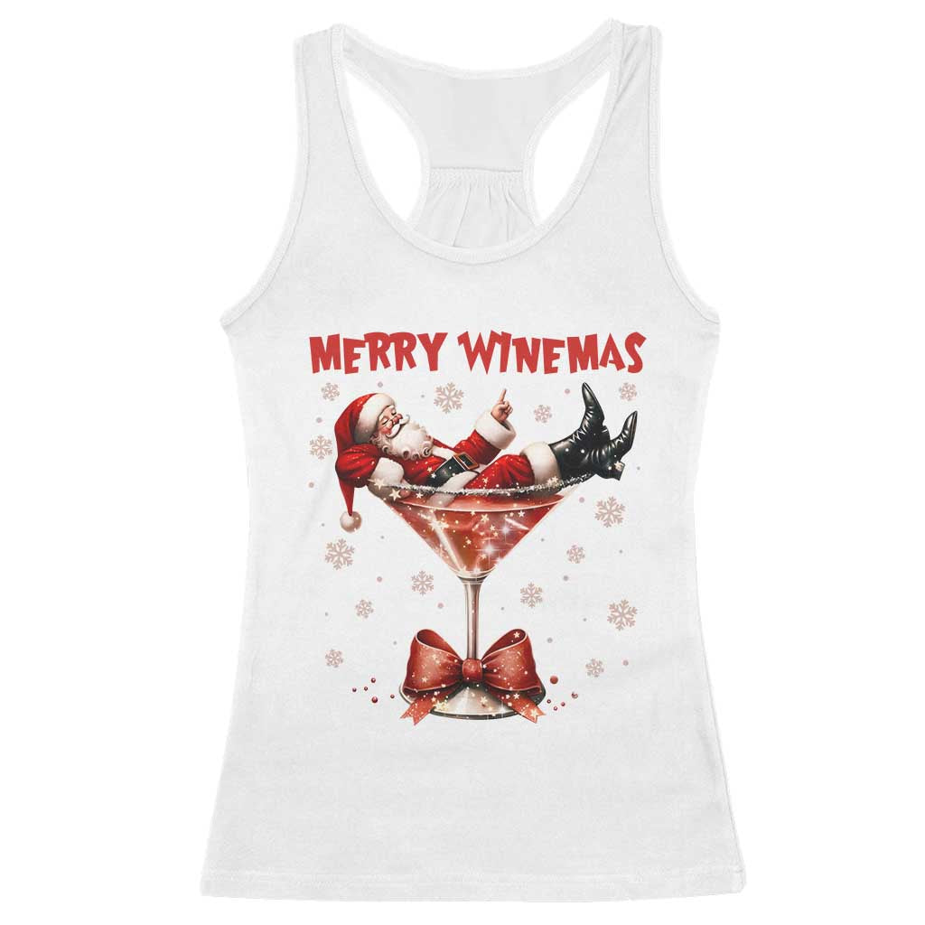 Funny Christmas Wine Racerback Tank Top Santa Feeling Xmas - Wonder Print Shop
