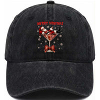 Funny Christmas Wine Washed Cotton Baseball Cap Santa Feeling Xmas