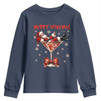 Funny Christmas Wine Youth Sweatshirt Santa Feeling Xmas - Wonder Print Shop