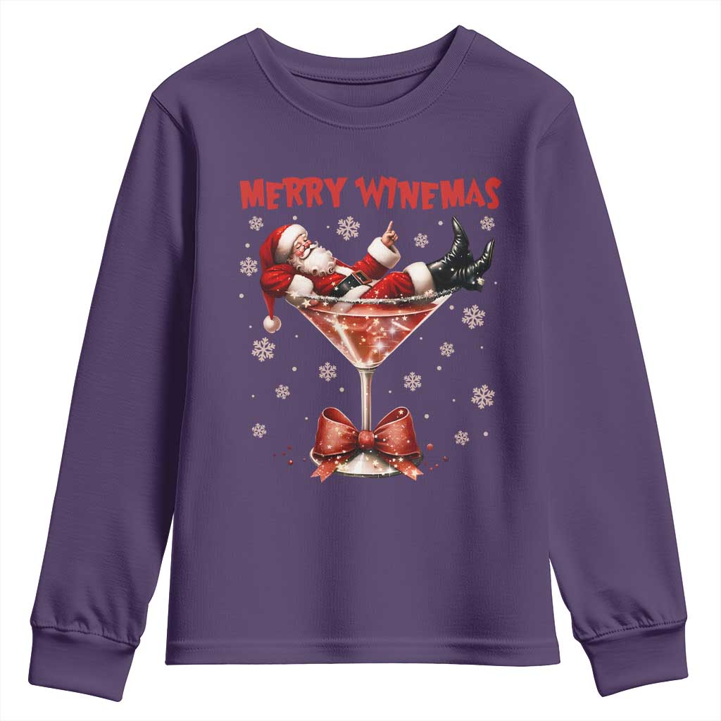 Funny Christmas Wine Youth Sweatshirt Santa Feeling Xmas - Wonder Print Shop